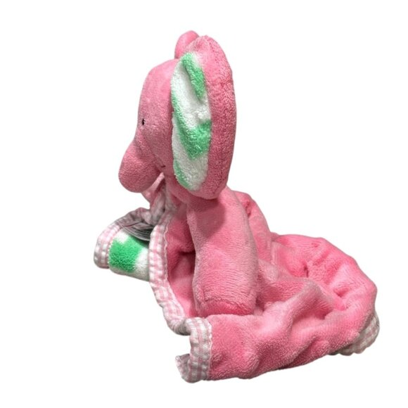 Nursery Rhyme Baby Elephant Lovey Security Blanket Pink Minky Dot Green Chevron - Picture 6 of 8